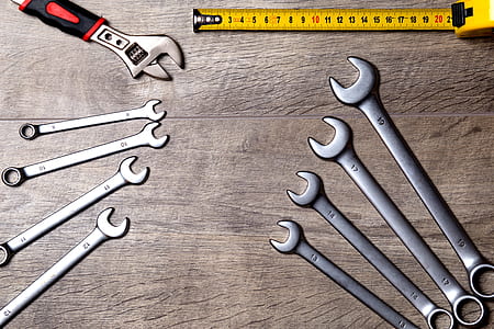 eight gray open wrenches thumbnail