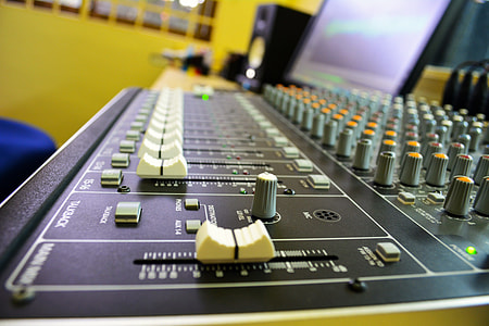 black audio mixer inside room thumbnail