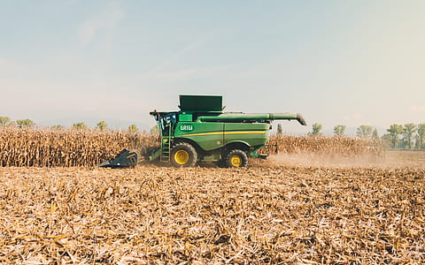 farm tractor in corn field thumbnail