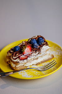 Blueberry Cake On Yellow Plate thumbnail