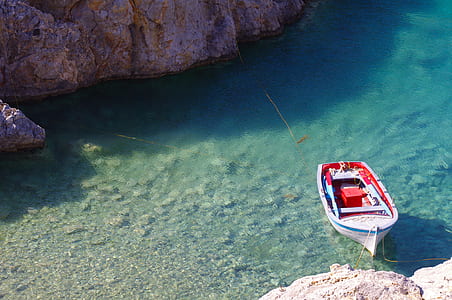 white and red motorized boat on body of water during day time thumbnail