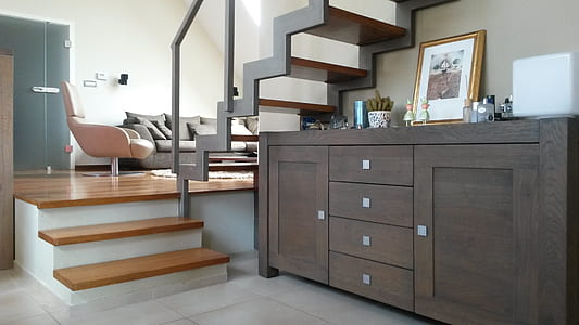 brown wooden 4-drawer sideboard thumbnail