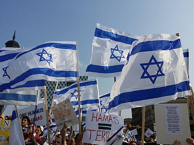 people holding Israel flags thumbnail