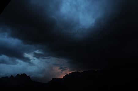 silhouette of mountain under gray sky thumbnail