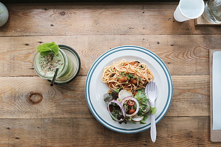 pasta dish on ceramic plate thumbnail
