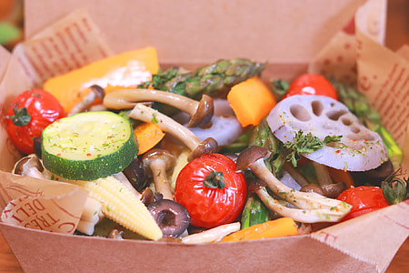 variety of vegetables in brown box thumbnail