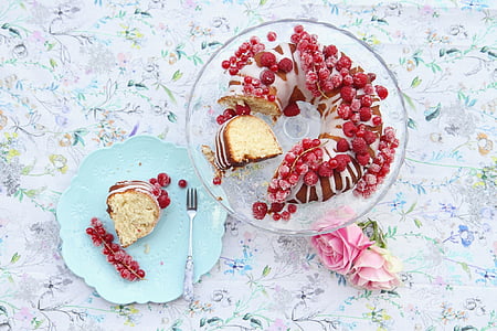 sliced cake on clear glass plate thumbnail