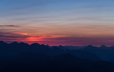 mountain range during orange sunset thumbnail