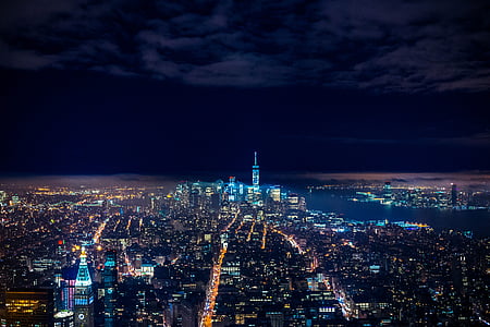 aerial photo of city buildings during night time thumbnail