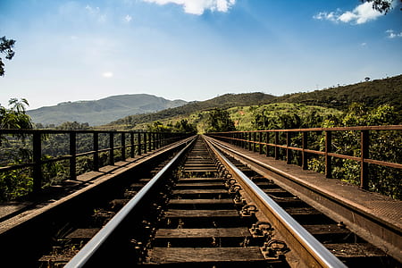 brown railroad towards mountain thumbnail