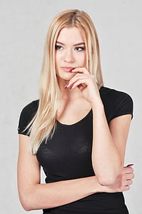 woman wearing black cap-sleeved top thumbnail