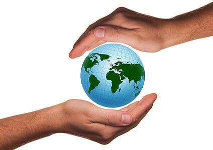 two hand on world map illustration thumbnail