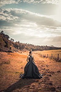 woman wearing black halterneck ballgown thumbnail