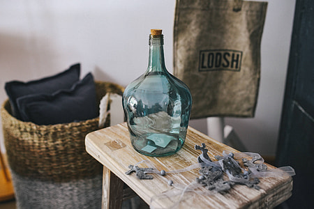 Coloured decorational bottles in various places thumbnail
