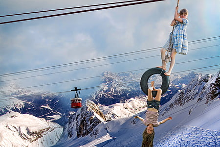 two children playing on black cable thumbnail