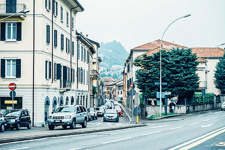 vehicles on road near buildings thumbnail