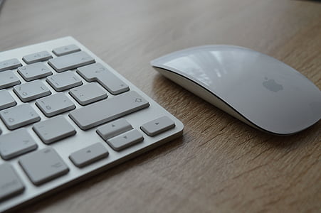 Apple Magic Mouse beside Apple Keyboard thumbnail