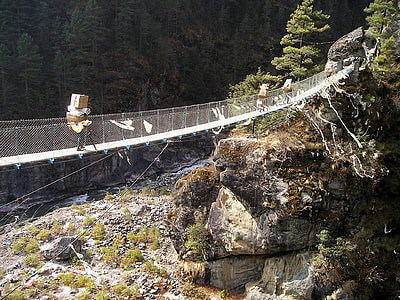 people walking on hanging bridge at daytime thumbnail