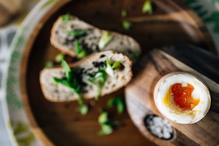 Breakfast served with tea, bread and eggs thumbnail
