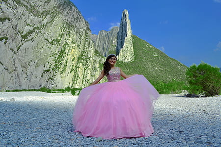 Woman Wearing Pink Gown thumbnail