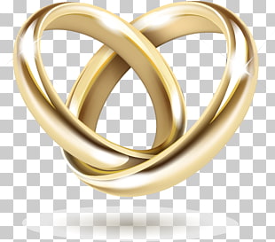 Wedding invitation Gold Wedding ring, gold ring, two gold-colored rings PNG clipart