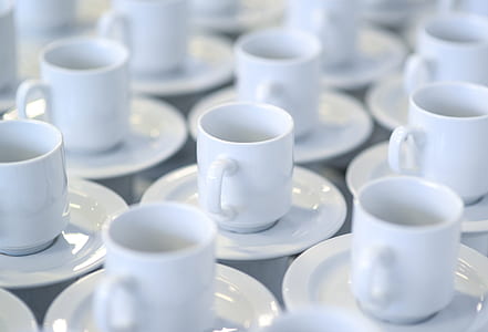 white ceramic mugs with saucers thumbnail