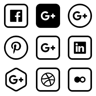 Social media (black) svg vector icon sets