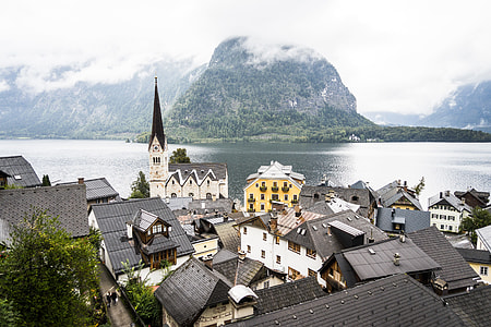 Panorama Over the Little Town Hallstatt in Austria thumbnail