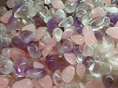 closeup photo of pink, clear, and purple beads thumbnail