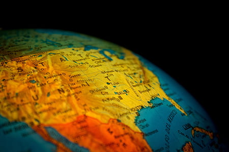 closeup photo of desk globe showing map of USA thumbnail