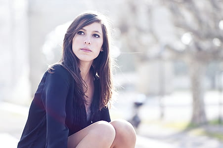 woman wearing black top selective focus photography thumbnail