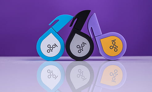 three purple, black, and blue Logo artwork thumbnail