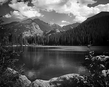 grayscale photography of lake thumbnail