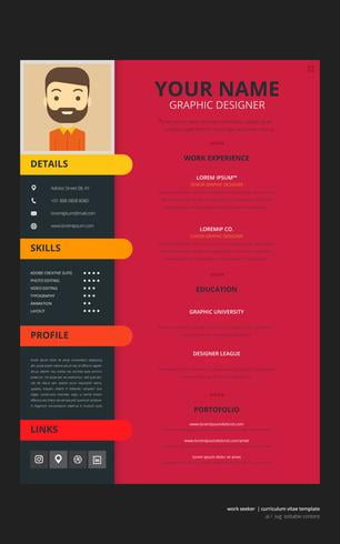Job Search Curriculum Vitae Template ai, svg file
