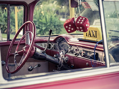 classic red and silver car interior thumbnail