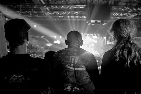 grayscale photo of man's back view thumbnail