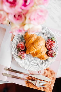 photography of bread on white plate thumbnail
