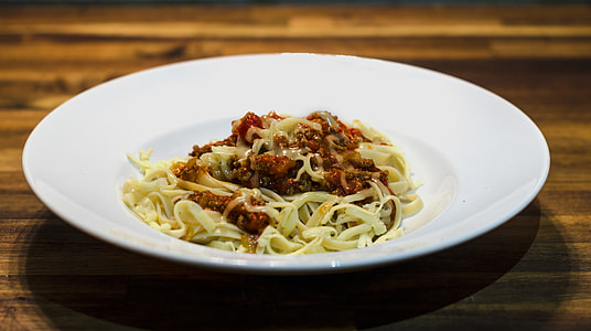 pasta on round white ceramic bowl thumbnail