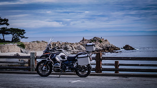 motorcycle parked near road rails thumbnail