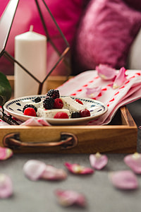 Summer berries with a sweet dessert on a plate in a drawer thumbnail