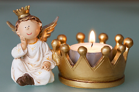 white dressed angel and crown figurine thumbnail