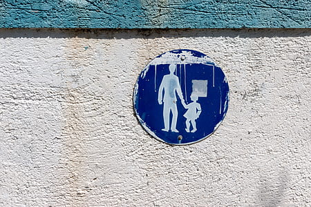 round blue and white steel signage thumbnail