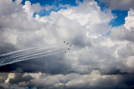 five jets near clouds thumbnail