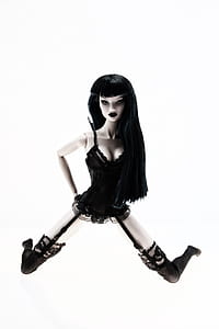 black haired female doll in black lingerie thumbnail