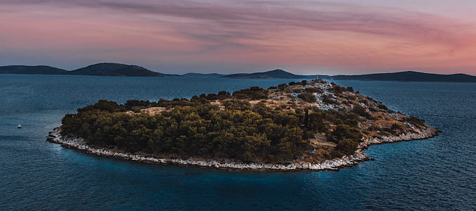 Island Covered in Trees Surrounded by Body of Water thumbnail