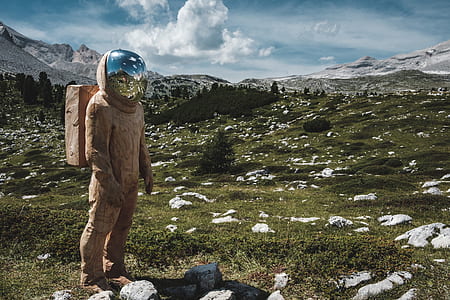 astronaut standing on green grass field thumbnail