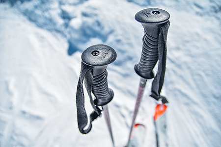 black snow skis on ice thumbnail