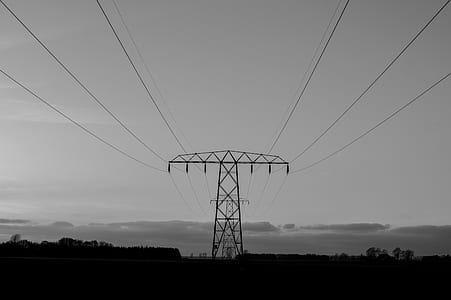 black-and-white, electricity, energy, pylon thumbnail