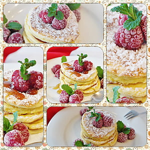 pancake with raspberries collage thumbnail