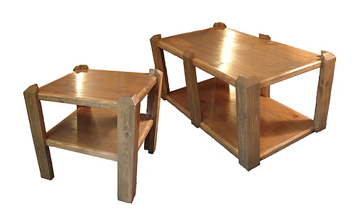 brown 2-piece end coffee table set thumbnail